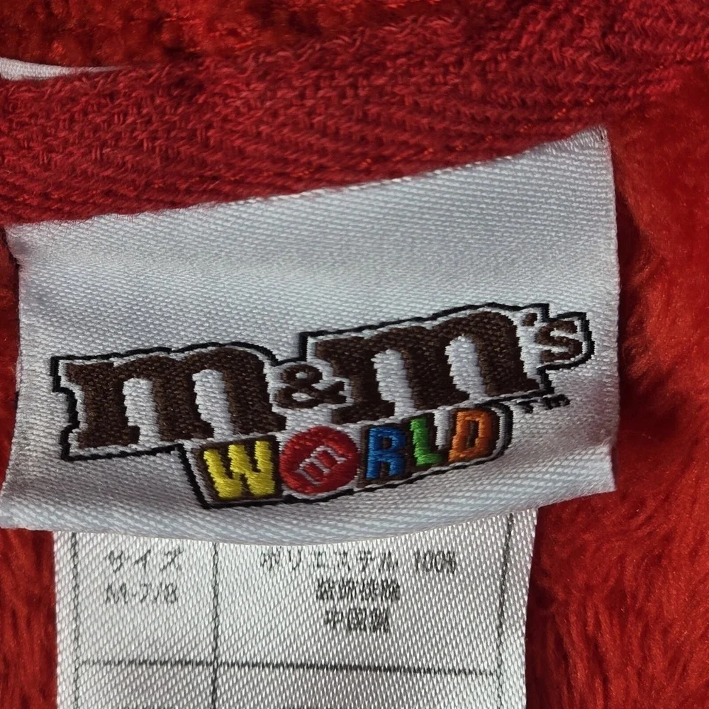 M&M's World Bathrobe Kids Size‎ 7/8 Red Hooded Fleece Character Robe Novelty